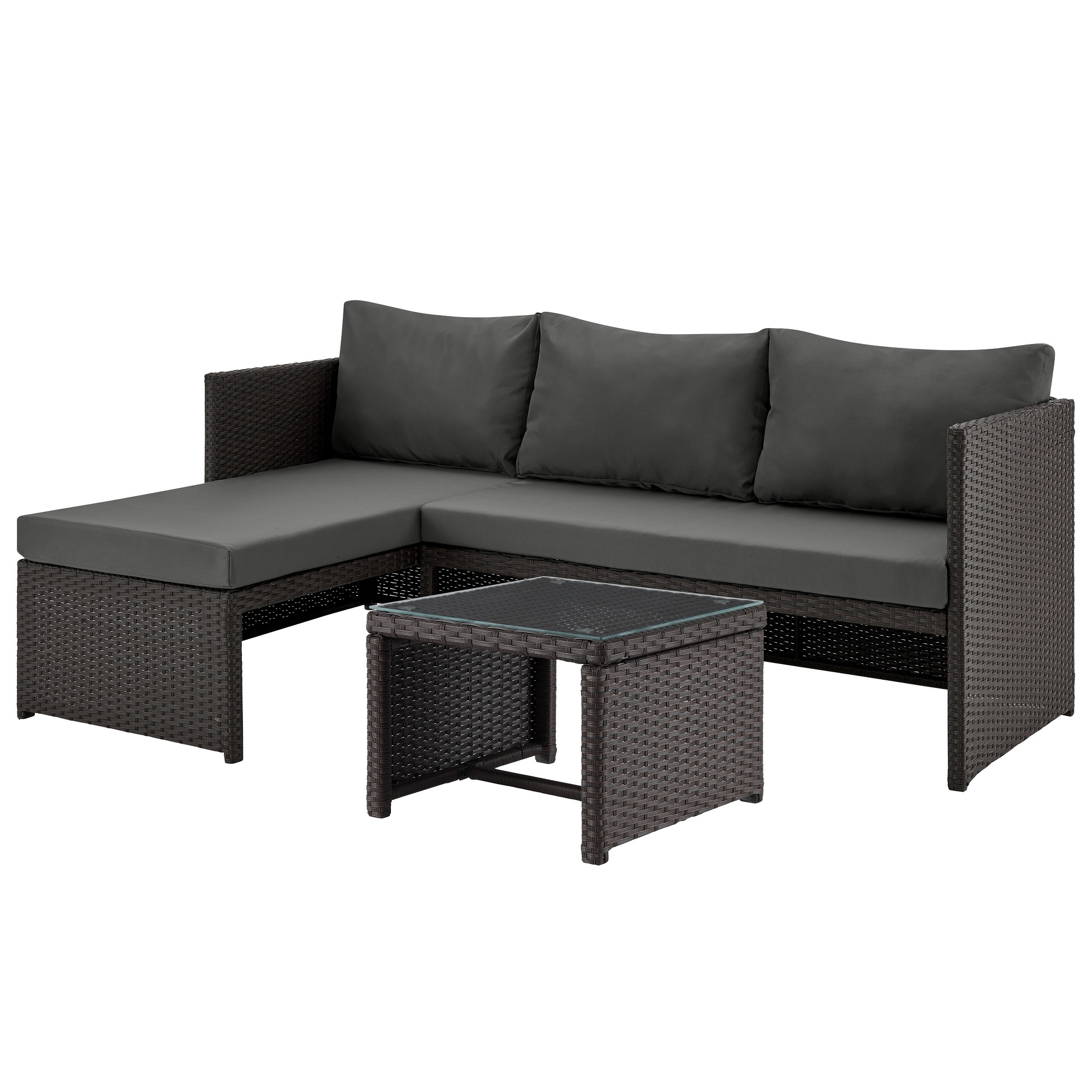 Manhattan Comfort, Menton Steel 2Pc Chair Coffee Table Patio Set Grey, Pieces (qty.) 2 Primary Color Gray, Seating Capacity 3 Model# OD-CV009